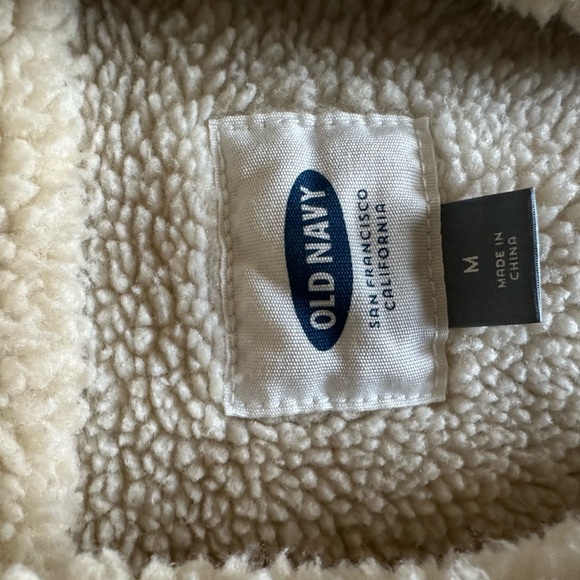 Old Navy Sherpa Lined Jean Jacket M Denim Boyfriend Classic Trucker Coat.trendy - Picture 2 of 9